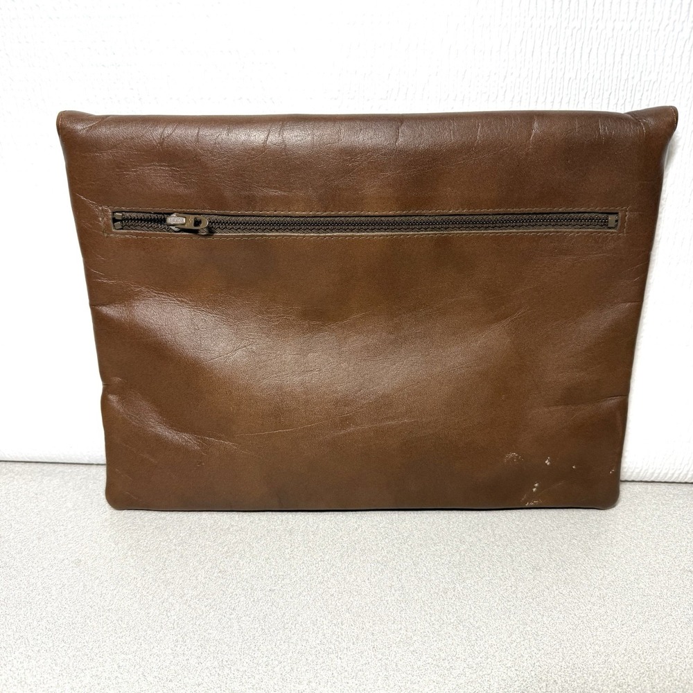 VINTAGE 1960s RUTH E SALTZ LEATHER CLUTCH BAG Brown‎ 12" LONG (JPT) Tag - Picture 6 of 12
